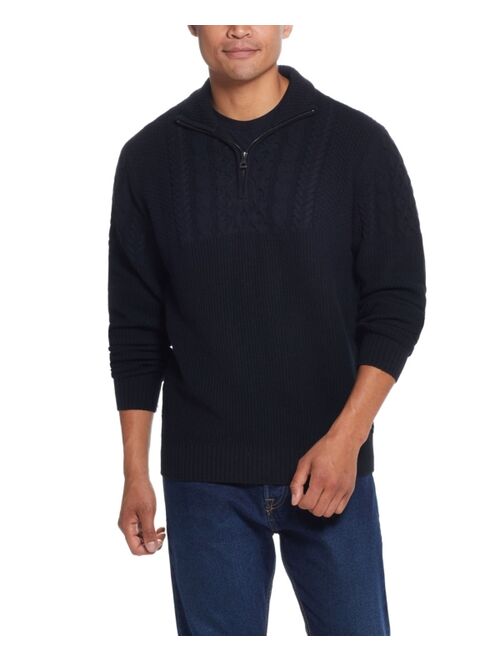 Weatherproof Vintage Men's Cable Yoke Half Zip Sweater