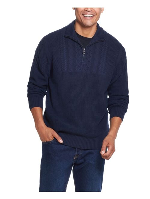 Weatherproof Vintage Men's Cable Yoke Half Zip Sweater