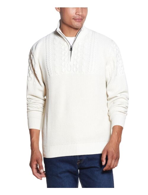 Weatherproof Vintage Men's Cable Yoke Half Zip Sweater