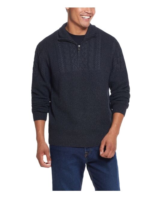 Weatherproof Vintage Men's Cable Yoke Half Zip Sweater