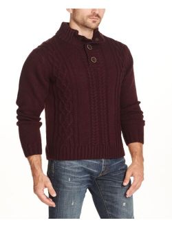 Men's Military Inspired Button Mock Sweater