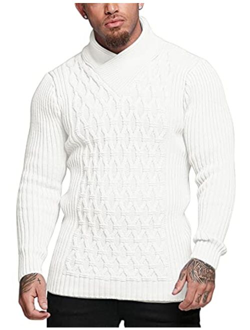 COOFANDY Mens Knitted Pullover Sweater Cable Knit Jumper Stylish Knitwear Lightweight Sweaters