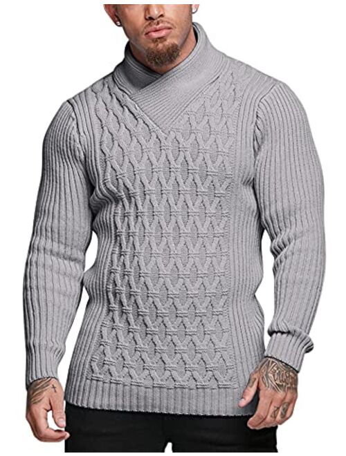 COOFANDY Mens Knitted Pullover Sweater Cable Knit Jumper Stylish Knitwear Lightweight Sweaters