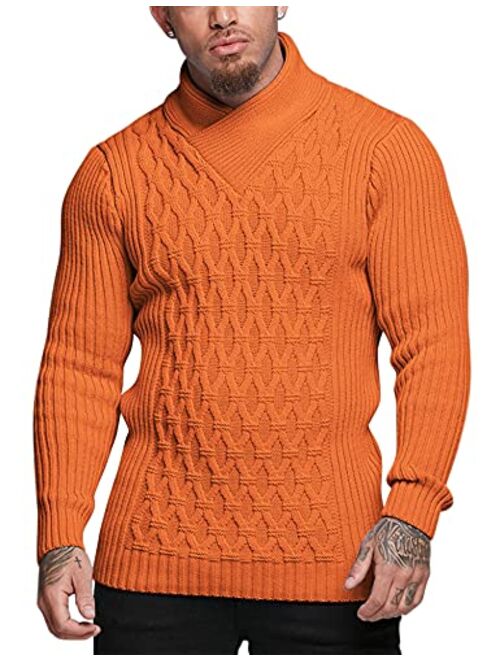 COOFANDY Mens Knitted Pullover Sweater Cable Knit Jumper Stylish Knitwear Lightweight Sweaters