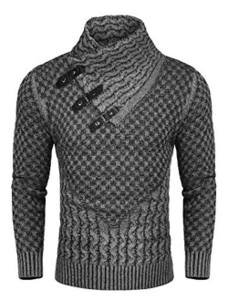 Men's Knitted Turtleneck Sweater Long Sleeve Slim Fit Designer Shawl Collar Pullover