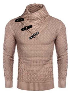 Men's Knitted Turtleneck Sweater Long Sleeve Slim Fit Designer Shawl Collar Pullover