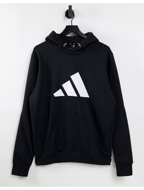 Adidas winterized hoodie with large logo in black