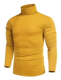 Men's Casual Slim Fit Turtleneck T Shirts Lightweight Basic Cotton Pullovers