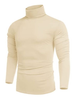 Men's Casual Slim Fit Turtleneck T Shirts Lightweight Basic Cotton Pullovers