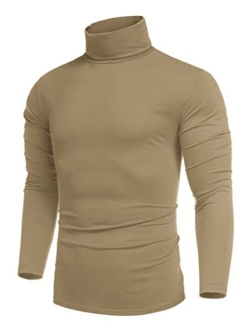 Men's Casual Slim Fit Turtleneck T Shirts Lightweight Basic Cotton Pullovers