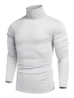 Men's Casual Slim Fit Turtleneck T Shirts Lightweight Basic Cotton Pullovers