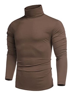 Men's Casual Slim Fit Turtleneck T Shirts Lightweight Basic Cotton Pullovers