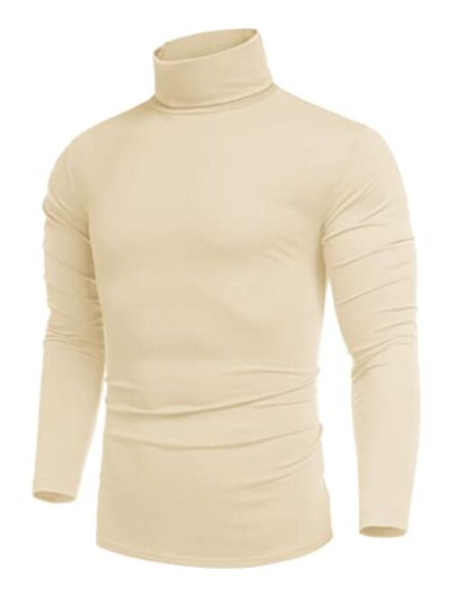 COOFANDY Men's Casual Slim Fit Turtleneck T Shirts Lightweight Basic Cotton Pullovers