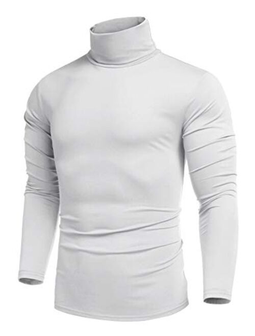 COOFANDY Men's Casual Slim Fit Turtleneck T Shirts Lightweight Basic Cotton Pullovers