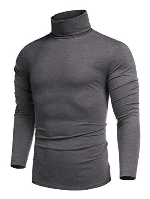 COOFANDY Men's Casual Slim Fit Turtleneck T Shirts Lightweight Basic Cotton Pullovers