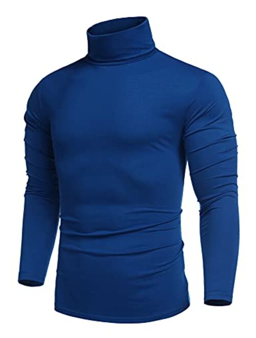 COOFANDY Men's Casual Slim Fit Turtleneck T Shirts Lightweight Basic Cotton Pullovers