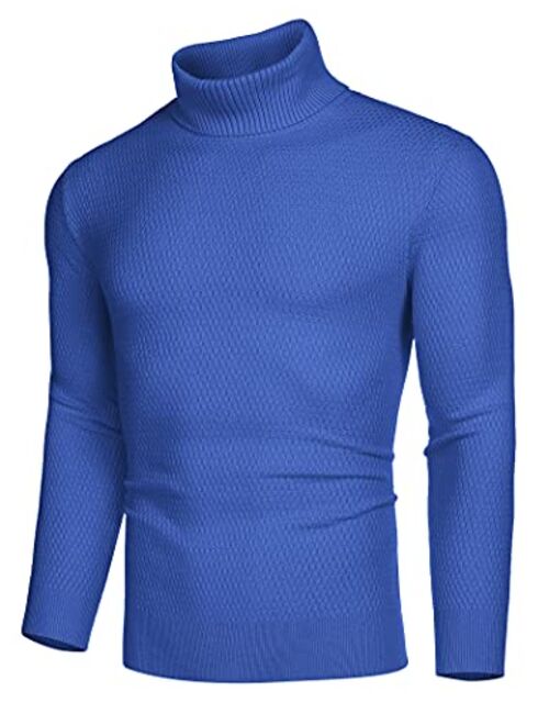 COOFANDY Men's Slim Fit Turtleneck Sweater Casual Thermal Knitted Pullover Solid Sweater