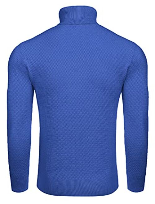 COOFANDY Men's Slim Fit Turtleneck Sweater Casual Thermal Knitted Pullover Solid Sweater