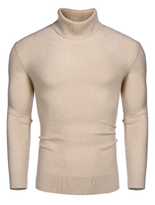 COOFANDY Men's Slim Fit Turtleneck Sweater Casual Thermal Knitted Pullover Solid Sweater