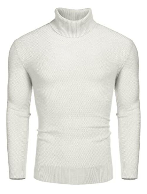 COOFANDY Men's Slim Fit Turtleneck Sweater Casual Thermal Knitted Pullover Solid Sweater