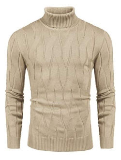 Men's Slim Fit Turtleneck Sweater Casual Knitted Pullover Sweaters