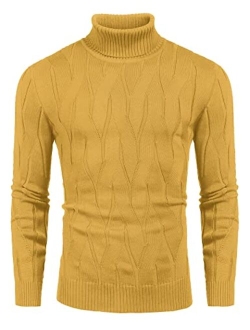 Men's Slim Fit Turtleneck Sweater Casual Knitted Pullover Sweaters