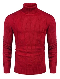 Men's Slim Fit Turtleneck Sweater Casual Knitted Pullover Sweaters