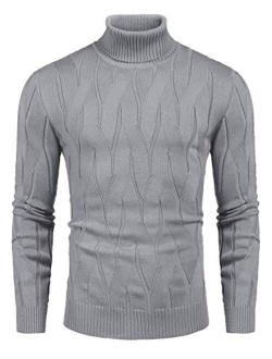 Men's Slim Fit Turtleneck Sweater Casual Knitted Pullover Sweaters