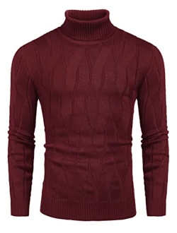 Men's Slim Fit Turtleneck Sweater Casual Knitted Pullover Sweaters