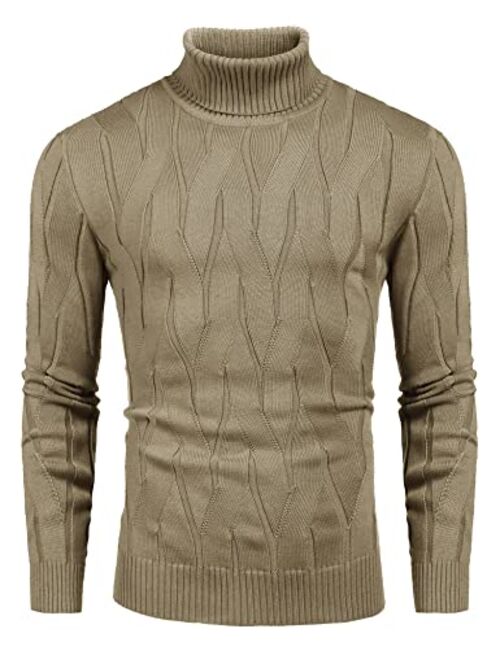 COOFANDY Men's Slim Fit Turtleneck Sweater Casual Knitted Pullover Sweaters