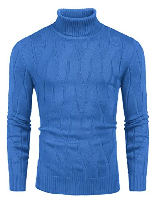 COOFANDY Men's Slim Fit Turtleneck Sweater Casual Knitted Pullover Sweaters