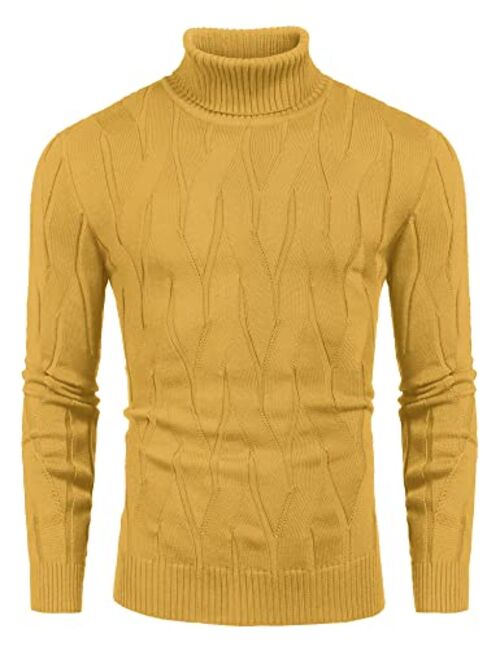 COOFANDY Men's Slim Fit Turtleneck Sweater Casual Knitted Pullover Sweaters