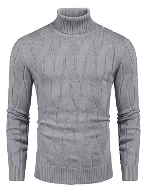 COOFANDY Men's Slim Fit Turtleneck Sweater Casual Knitted Pullover Sweaters