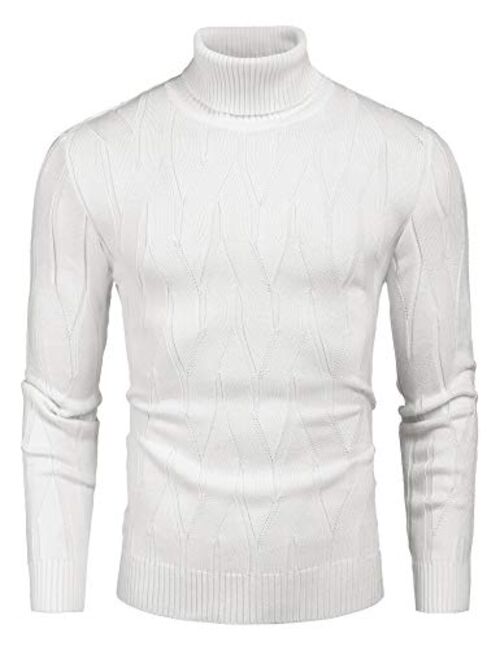 COOFANDY Men's Slim Fit Turtleneck Sweater Casual Knitted Pullover Sweaters