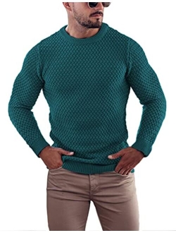 Mens Pullover Knitted Sweater Crewneck Stylish Knitwear Casual Slim Fit Weave Knit Jumper