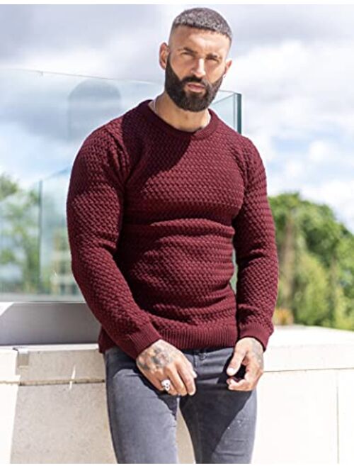 COOFANDY Mens Pullover Knitted Sweater Crewneck Stylish Knitwear Casual Slim Fit Weave Knit Jumper