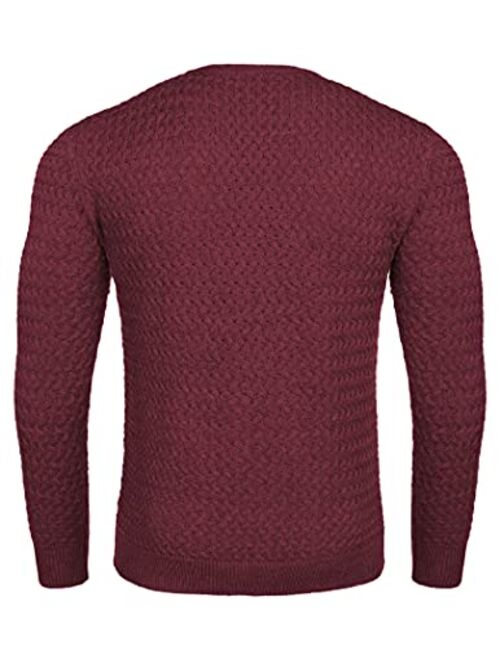 COOFANDY Mens Pullover Knitted Sweater Crewneck Stylish Knitwear Casual Slim Fit Weave Knit Jumper