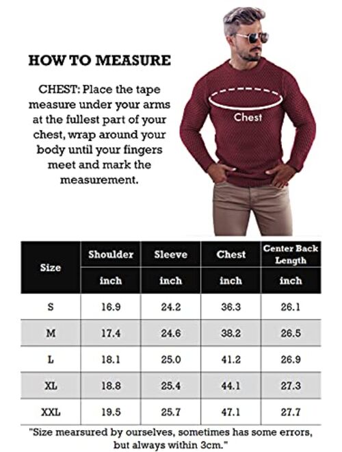 COOFANDY Mens Pullover Knitted Sweater Crewneck Stylish Knitwear Casual Slim Fit Weave Knit Jumper