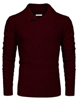 Men's Shawl Collar Sweater Cable Knitted Pullover Sweaters Fall Winter Casual Patterned Sweater