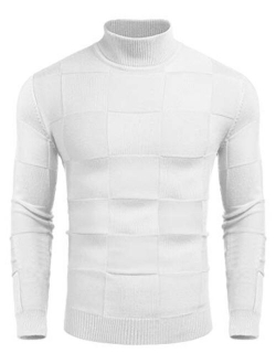 Men Turtleneck Sweaters Slim Fit Long Sleeve Ribbed Knit Pullover Sweater