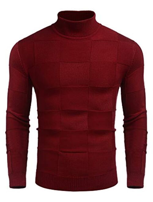 COOFANDY Men Turtleneck Sweaters Slim Fit Long Sleeve Ribbed Knit Pullover Sweater