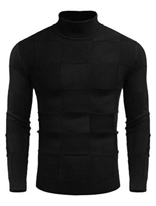 COOFANDY Men Turtleneck Sweaters Slim Fit Long Sleeve Ribbed Knit Pullover Sweater