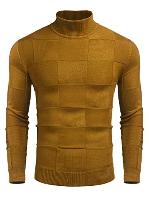 COOFANDY Men Turtleneck Sweaters Slim Fit Long Sleeve Ribbed Knit Pullover Sweater