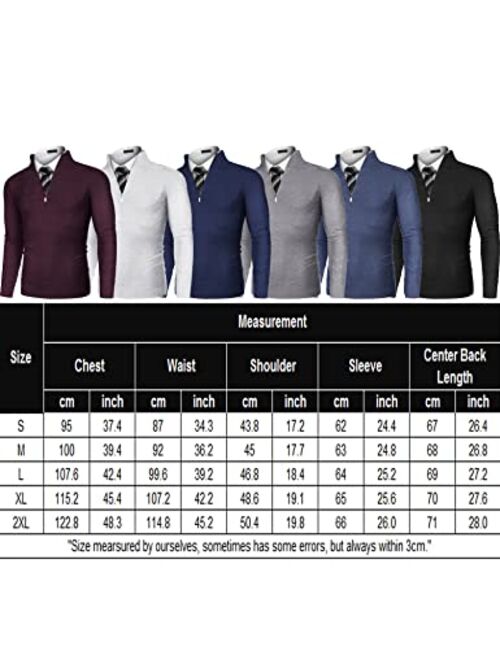 COOFANDY Men's Quarter Zip Sweaters Slim Fit Casual Knitted Mock Turtleneck Pullover Neck Polo Sweater