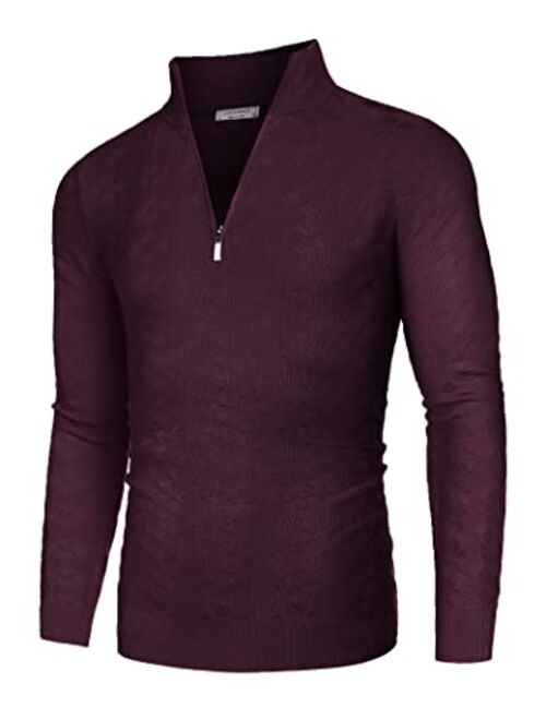 COOFANDY Men's Quarter Zip Sweaters Slim Fit Casual Knitted Mock Turtleneck Pullover Neck Polo Sweater