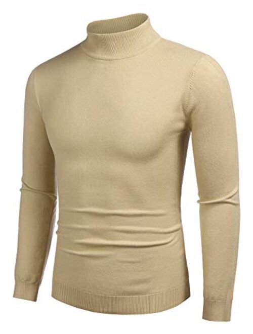 COOFANDY Men's Slim Fit Mock Turtleneck Pullover Sweater Casual Basic Knitted Thermal Sweaters