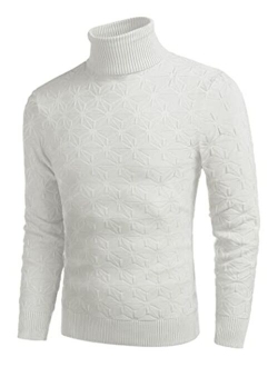 Men's Slim Fit Turtleneck Sweater Fashion Casual Knitted Pullover Sweater