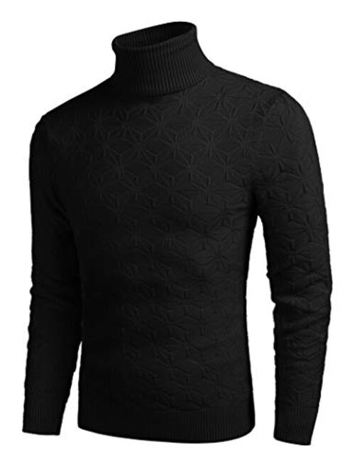 COOFANDY Men's Slim Fit Turtleneck Sweater Fashion Casual Knitted Pullover Sweater