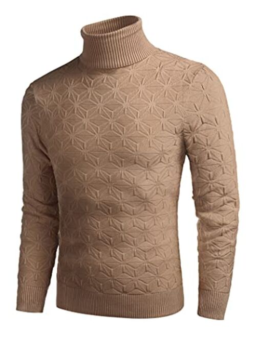 COOFANDY Men's Slim Fit Turtleneck Sweater Fashion Casual Knitted Pullover Sweater