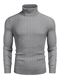 Men's Slim Fit Turtleneck Sweater Ribbed High Neck Pullover Sweaters